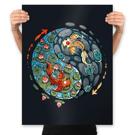 Ying Yang Koi - Prints Posters RIPT Apparel 18x24 / Black