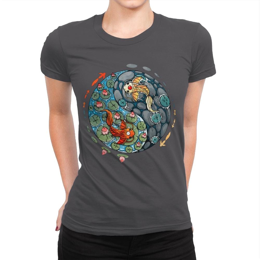 Ying Yang Koi - Womens Premium T-Shirts RIPT Apparel Small / Heavy Metal