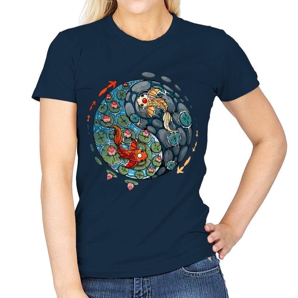 Ying Yang Koi - Womens T-Shirts RIPT Apparel Small / Navy