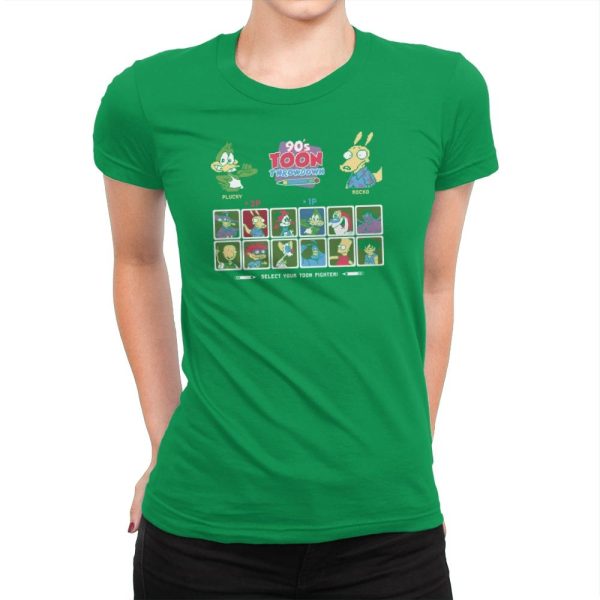90's Toon Throwdown Exclusive - 90s Kid - Womens Premium T-Shirts RIPT Apparel Small / Kelly Green