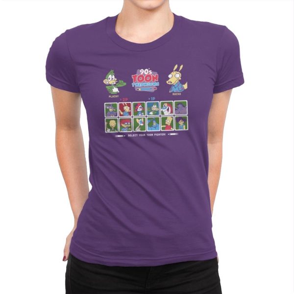 90's Toon Throwdown Exclusive - 90s Kid - Womens Premium T-Shirts RIPT Apparel Small / Purple Rush