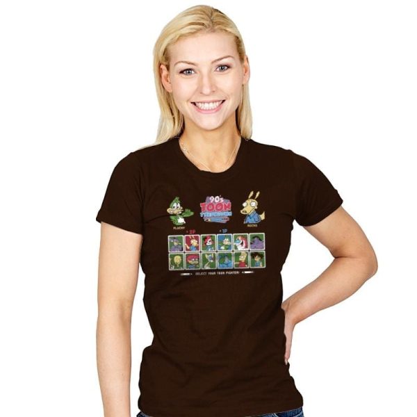 90's Toon Throwdown Exclusive - 90s Kid - Womens T-Shirts RIPT Apparel Small / Brown