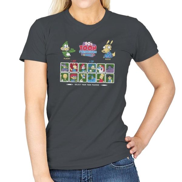 90's Toon Throwdown Exclusive - 90s Kid - Womens T-Shirts RIPT Apparel Small / Charcoal