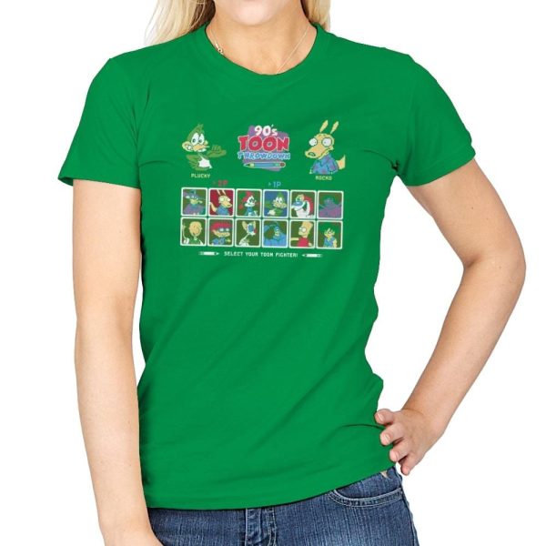 90's Toon Throwdown Exclusive - 90s Kid - Womens T-Shirts RIPT Apparel Small / Irish Green
