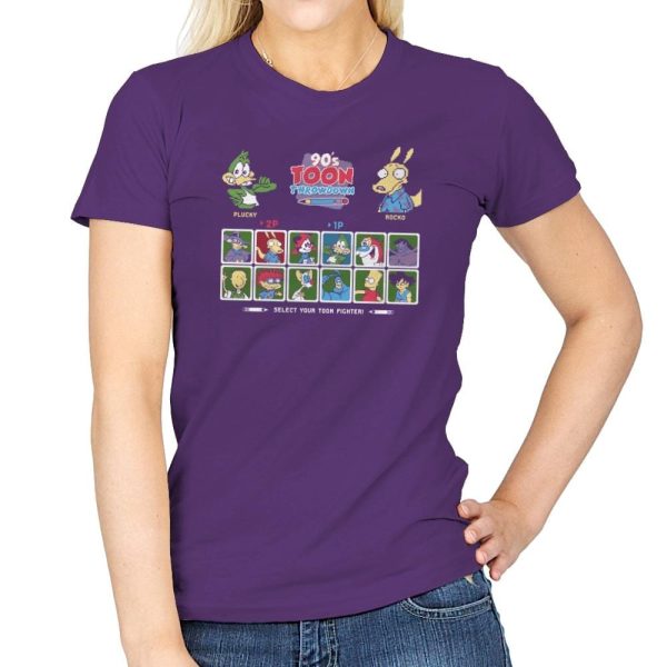 90's Toon Throwdown Exclusive - 90s Kid - Womens T-Shirts RIPT Apparel Small / Purple