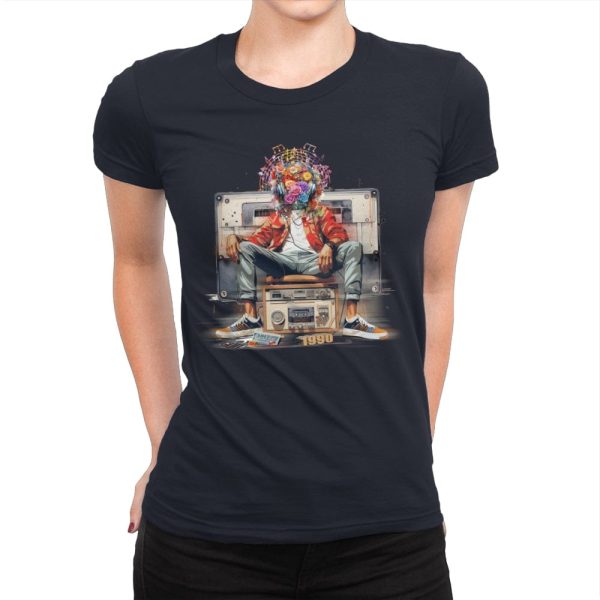 90s Music - Womens Premium T-Shirts RIPT Apparel Small / Midnight Navy