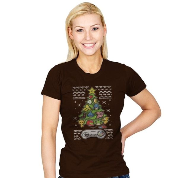 A Classic Gamers Christmas - Ugly Holiday - Womens T-Shirts RIPT Apparel Small / Brown