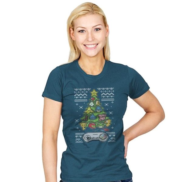 A Classic Gamers Christmas - Ugly Holiday - Womens T-Shirts RIPT Apparel Small / Indigo
