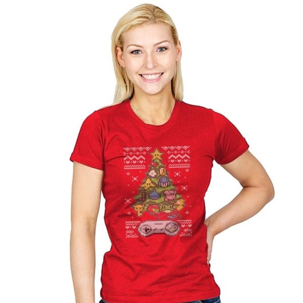A Classic Gamers Christmas - Ugly Holiday - Womens T-Shirts RIPT Apparel Small / Red