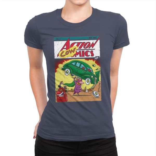 Action Cowmics - Womens Premium T-Shirts RIPT Apparel Small / Indigo