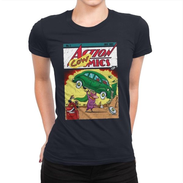 Action Cowmics - Womens Premium T-Shirts RIPT Apparel Small / Midnight Navy