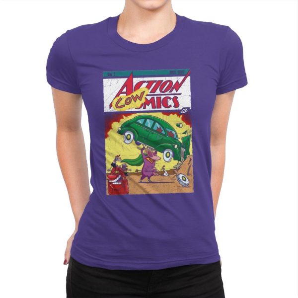 Action Cowmics - Womens Premium T-Shirts RIPT Apparel Small / Purple Rush