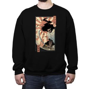 Afro Ukiyo-e - Crew Neck Sweatshirt Crew Neck Sweatshirt RIPT Apparel Small / Black