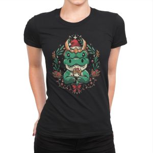 Alligator Christmas - Womens Premium T-Shirts RIPT Apparel Small / Black