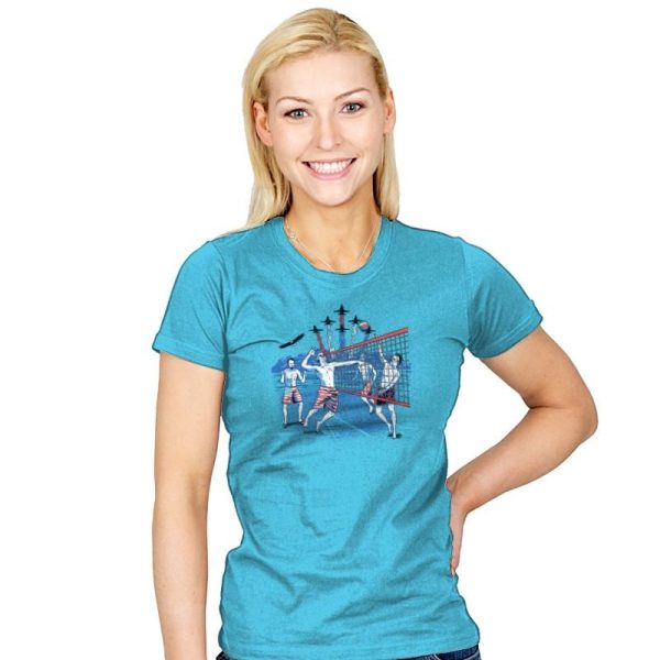 American Beach Volleyball Exclusive - Star-Spangled - Womens T-Shirts RIPT Apparel Small / Aqua