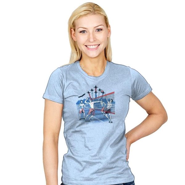 American Beach Volleyball Exclusive - Star-Spangled - Womens T-Shirts RIPT Apparel Small / Baby Blue