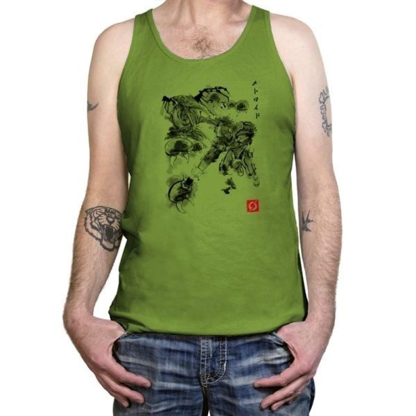 Attack of the Space Pirates Sumi-e - Sumi Ink Wars - Tanktop Tanktop RIPT Apparel X-Small / Leaf