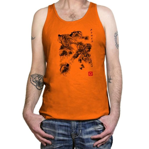 Attack of the Space Pirates Sumi-e - Sumi Ink Wars - Tanktop Tanktop RIPT Apparel X-Small / Neon Orange