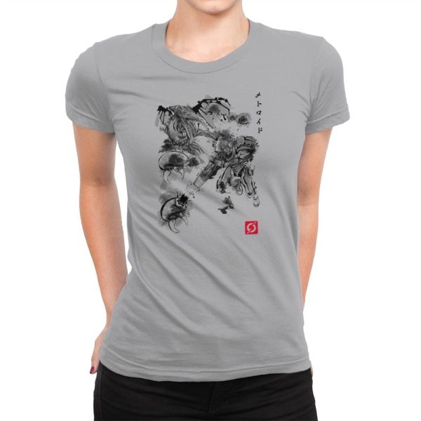 Attack of the Space Pirates Sumi-e - Sumi Ink Wars - Womens Premium T-Shirts RIPT Apparel Small / Heather Grey