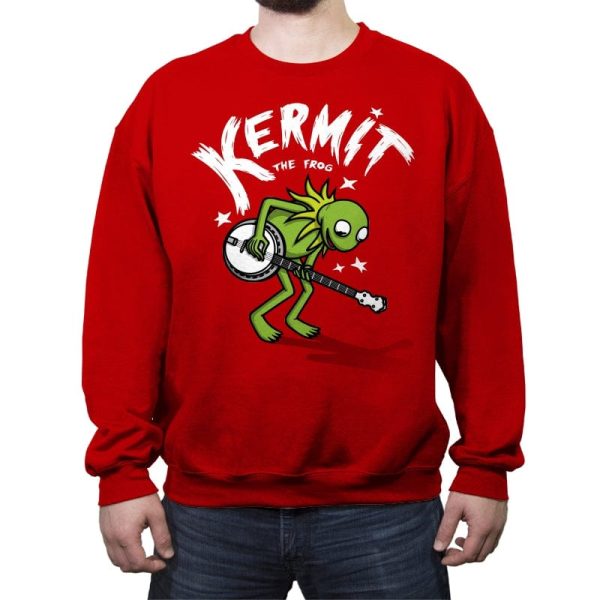 Banjoist Frog! - Crew Neck Sweatshirt Crew Neck Sweatshirt RIPT Apparel Small / Red