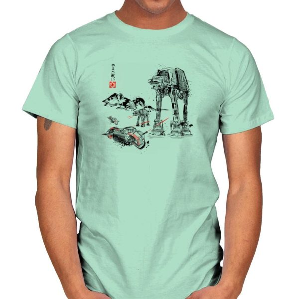 Battle in the Snow Sumi-E - Sumi Ink Wars - Mens T-Shirts RIPT Apparel Small / Mint Green