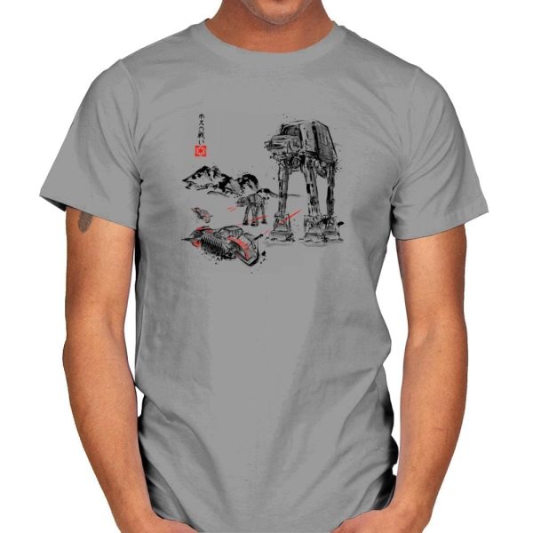 Battle in the Snow Sumi-E - Sumi Ink Wars - Mens T-Shirts RIPT Apparel Small / Sport Grey