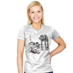 Battle in the Snow Sumi-E - Sumi Ink Wars - Womens T-Shirts RIPT Apparel
