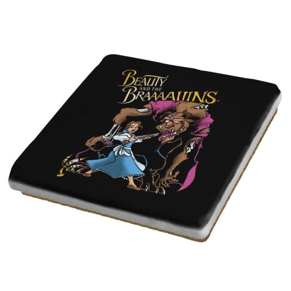 Beauty and the Brains - Coasters Coasters RIPT Apparel 1 Coaster / Black