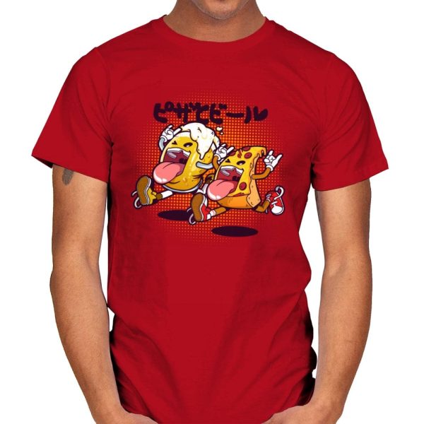 Beer & Pizza Combo - Mens T-Shirts RIPT Apparel Small / Red
