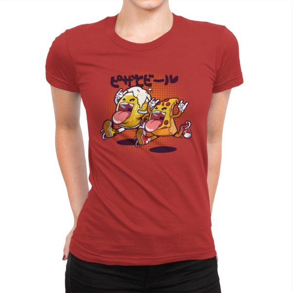 Beer & Pizza Combo - Womens Premium T-Shirts RIPT Apparel Small / Red
