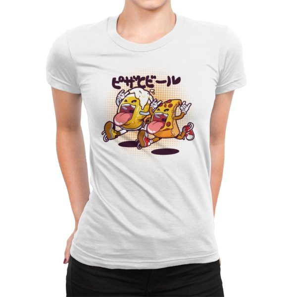 Beer & Pizza Combo - Womens Premium T-Shirts RIPT Apparel Small / White