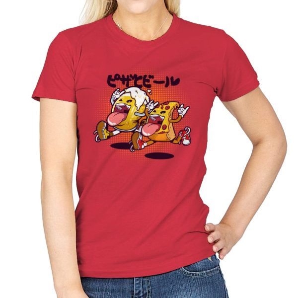 Beer & Pizza Combo - Womens T-Shirts RIPT Apparel Small / Red
