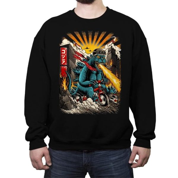 Bikezilla - Crew Neck Sweatshirt Crew Neck Sweatshirt RIPT Apparel Small / Black