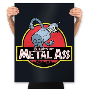 Bite My Jurassic Metal Ass - Prints Posters RIPT Apparel 18x24 / Black