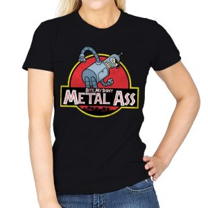 Bite My Jurassic Metal Ass - Womens T-Shirts RIPT Apparel Small / Black