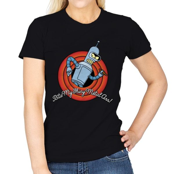 Bite My Shiny Metal Ass, Folks! - Womens T-Shirts RIPT Apparel Small / Black