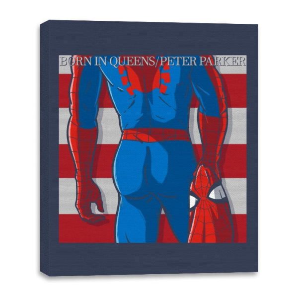 Born in Queens - Canvas Wraps Canvas Wraps RIPT Apparel 16x20 / Navy