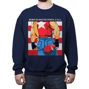 Born in South Town, USA! - Crew Neck Sweatshirt Crew Neck Sweatshirt RIPT Apparel Small / Navy