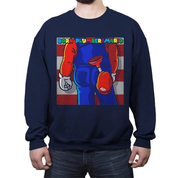 Born Plumber - Crew Neck Sweatshirt Crew Neck Sweatshirt RIPT Apparel Small / Navy