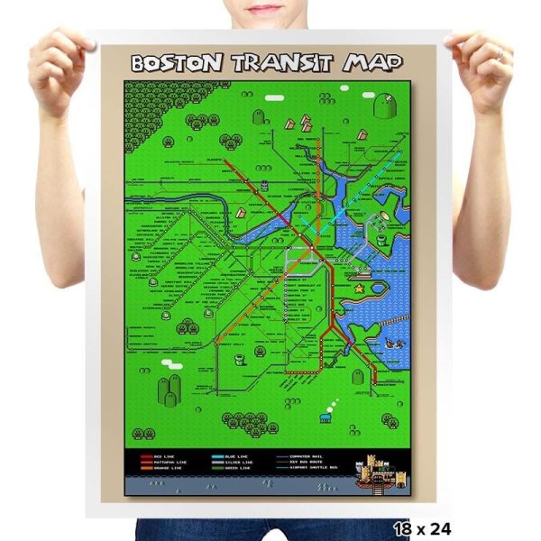 Boston Transit Pixel Map - Prints Posters RIPT Apparel