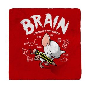 Brain Conquers The World! - Coasters Coasters RIPT Apparel 1 Coaster / Red