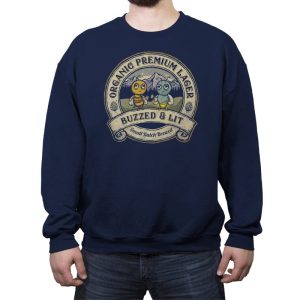 Buzzed and Lit Lager - Crew Neck Sweatshirt Crew Neck Sweatshirt RIPT Apparel Small / Navy
