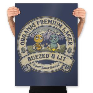 Buzzed and Lit Lager - Prints Posters RIPT Apparel 18x24 / Navy