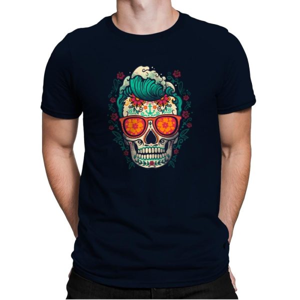Calavera Summer Surfer - Mens Premium T-Shirts RIPT Apparel Small / Midnight Navy