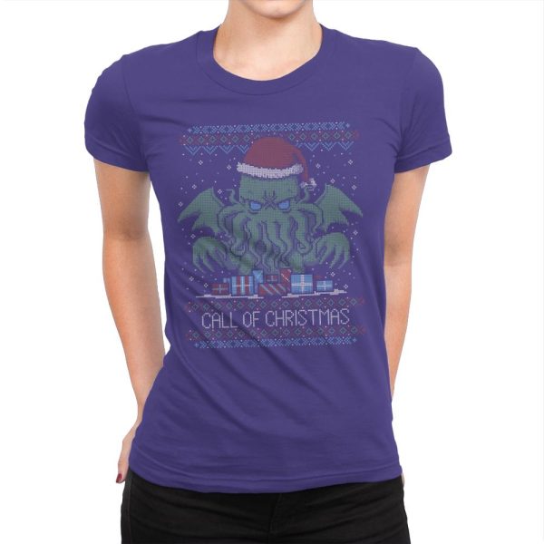 Call Of Christmas - Ugly Holiday - Womens Premium T-Shirts RIPT Apparel Small / Purple Rush