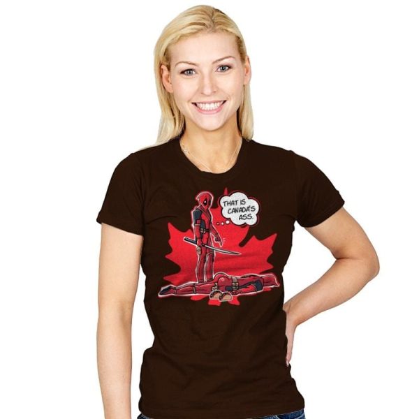 Canada's Ass - Womens T-Shirts RIPT Apparel Small / Brown