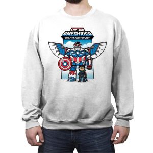 Captain Amechrica and the Winter Boy - Crew Neck Sweatshirt Crew Neck Sweatshirt RIPT Apparel Small / White