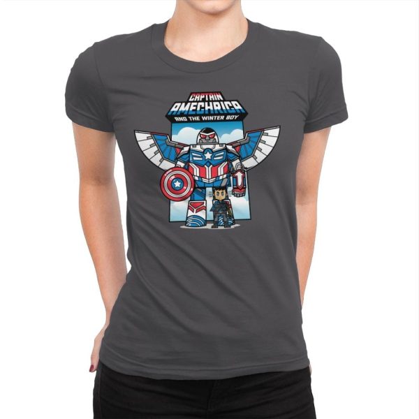 Captain Amechrica and the Winter Boy - Womens Premium T-Shirts RIPT Apparel Small / Heavy Metal