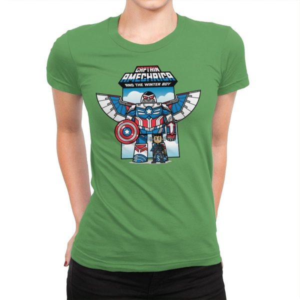 Captain Amechrica and the Winter Boy - Womens Premium T-Shirts RIPT Apparel Small / Kelly