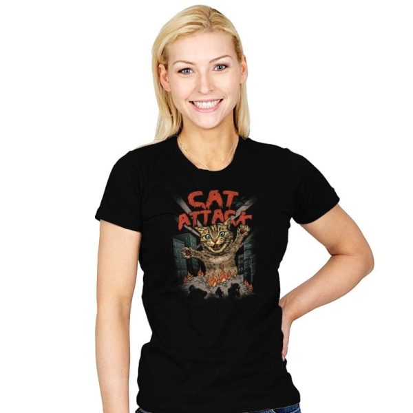 Cat Attack - Womens T-Shirts RIPT Apparel